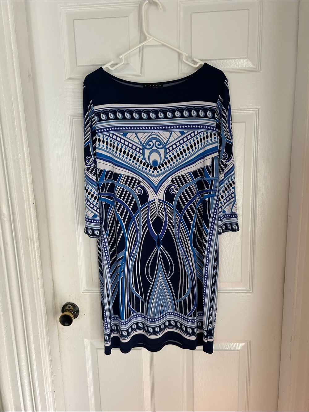 Tiana B. Navy, Blue & White Geometric Tunic